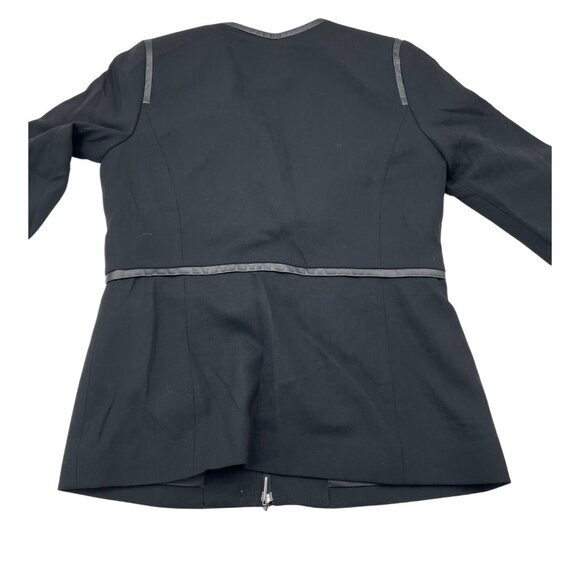 Doncaster Womens Black Wool Blend Blazer Jacket With Contrast Trim & Zip Closure - Picture 4 of 4